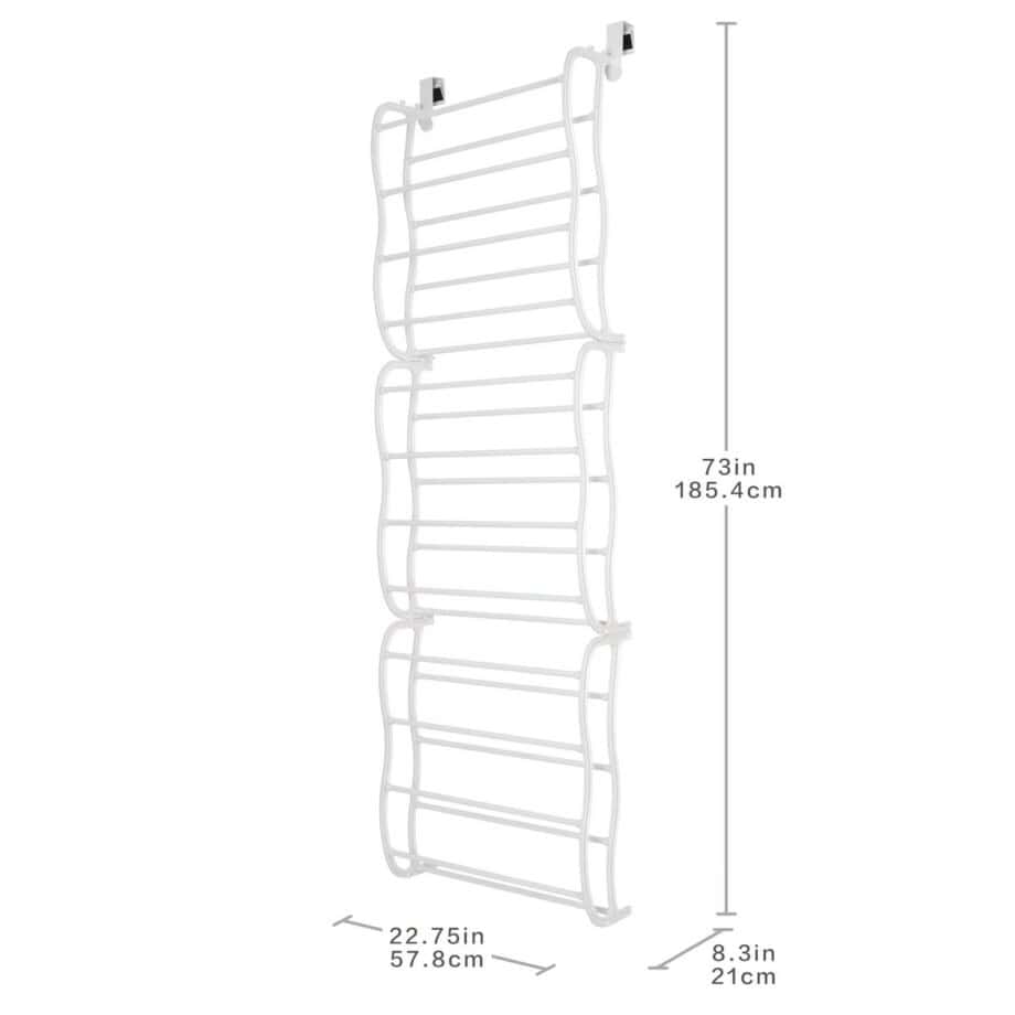 MAINSTAYS Over-the-Door Shoe Rack - Storage Organizer - 36 Pair - White, Stores and organizes 36 pairs of shoes without taking up additional floor space Number of Compartments 12 - Image 5
