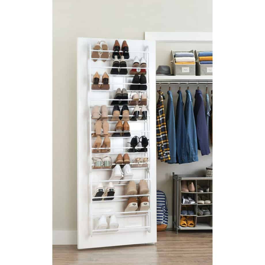 MAINSTAYS Over-the-Door Shoe Rack - Storage Organizer - 36 Pair - White, Stores and organizes 36 pairs of shoes without taking up additional floor space Number of Compartments 12 - Image 3