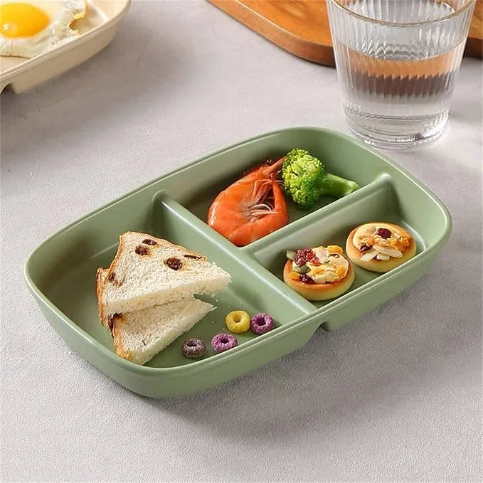 Nordic Ceramic Tableware Compartment Plate Rectangle Colorful Divider Plates Portion - Image 4