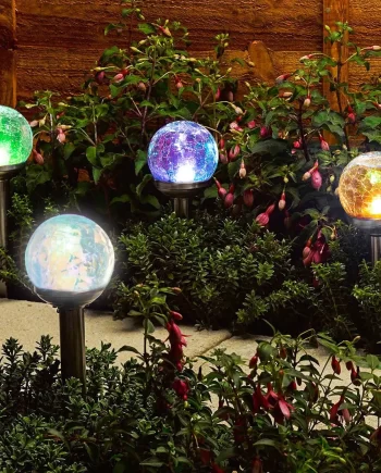 Mainstays Solar Powered Black Finish Glass Crackle LED Path Light Color Changing (8 Count)