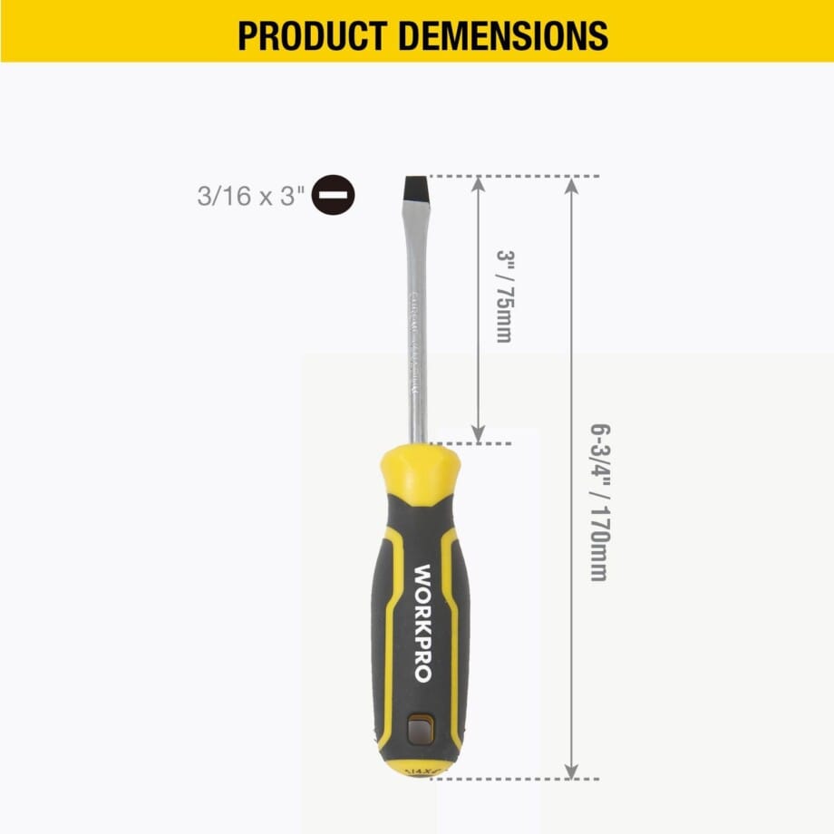 WorkPro Slotted Screwdriver 3/16 x 3"/75mm - Image 4