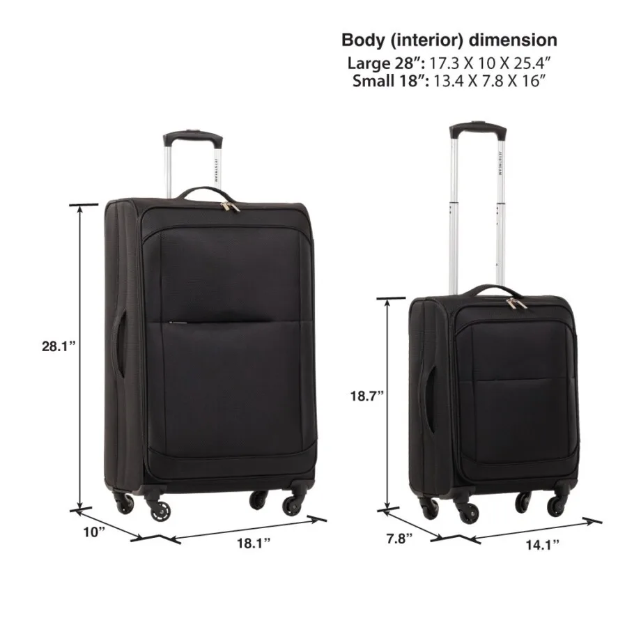 Jetstream Softside Rolling Spinner Upright Set Checked and Carry-on Luggage Duo, Black - Image 3