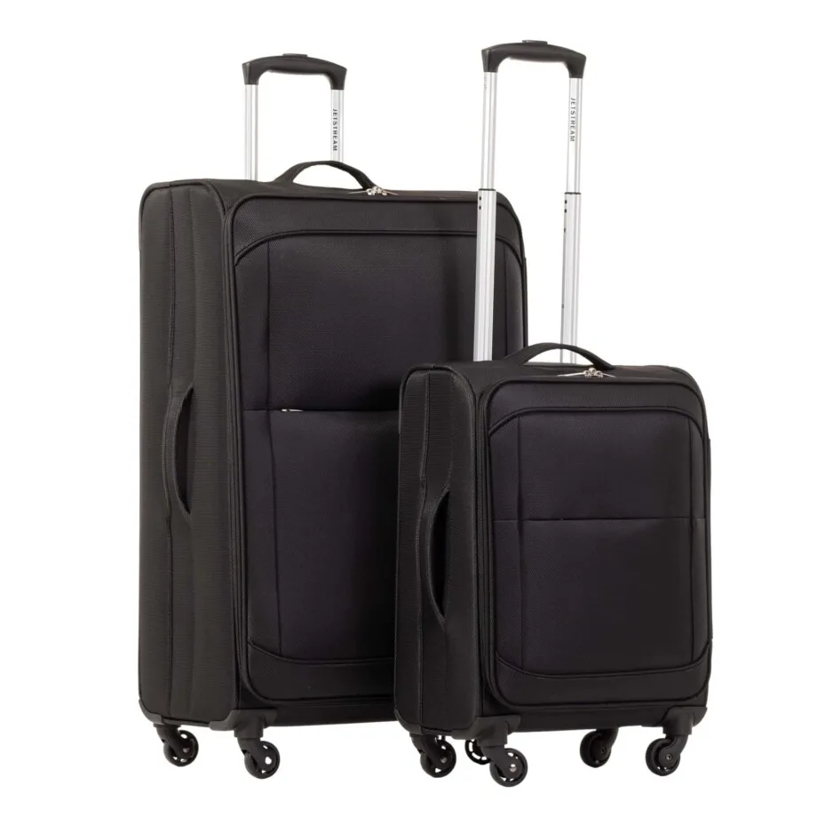 Jetstream Softside Rolling Spinner Upright Set Checked and Carry-on Luggage Duo, Black