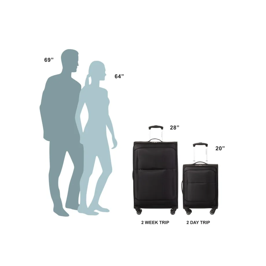 Jetstream Softside Rolling Spinner Upright Set Checked and Carry-on Luggage Duo, Black - Image 4