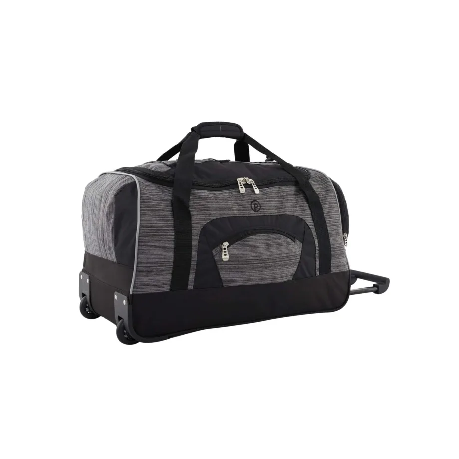 Protege25" Polyester Rolling Travel Duffel Bag, Black