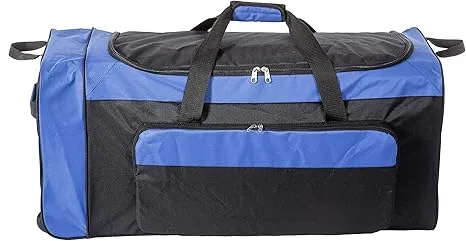 Jetstream Foldable 145L Duffle Bag with Triple Inline Wheels, Large Collapsible Duffel for Camping & Travel, Black Blue