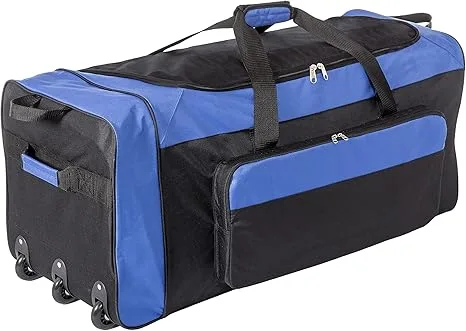 Jetstream Foldable 145L Duffle Bag with Triple Inline Wheels, Large Collapsible Duffel for Camping & Travel, Black Blue - Image 2