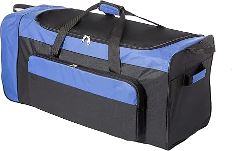 Jetstream Foldable 145L Duffle Bag with Triple Inline Wheels, Large Collapsible Duffel for Camping & Travel, Black Blue - Image 3