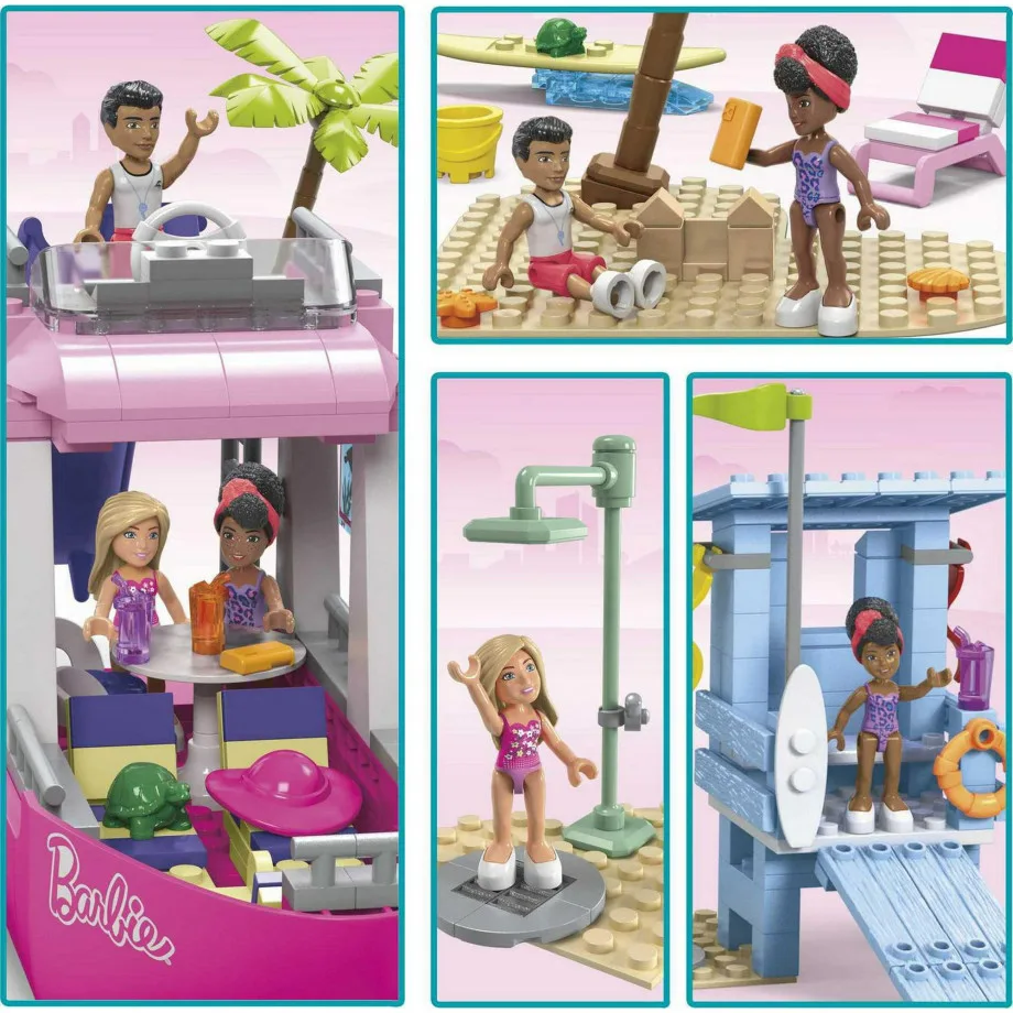 MEGA Barbie Malibu Dream Boat Building Kit Playset with 3 Micro-Dolls - Image 4