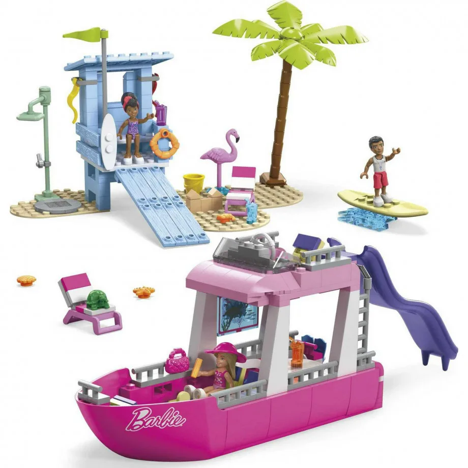 MEGA Barbie Malibu Dream Boat Building Kit Playset with 3 Micro-Dolls - Image 6