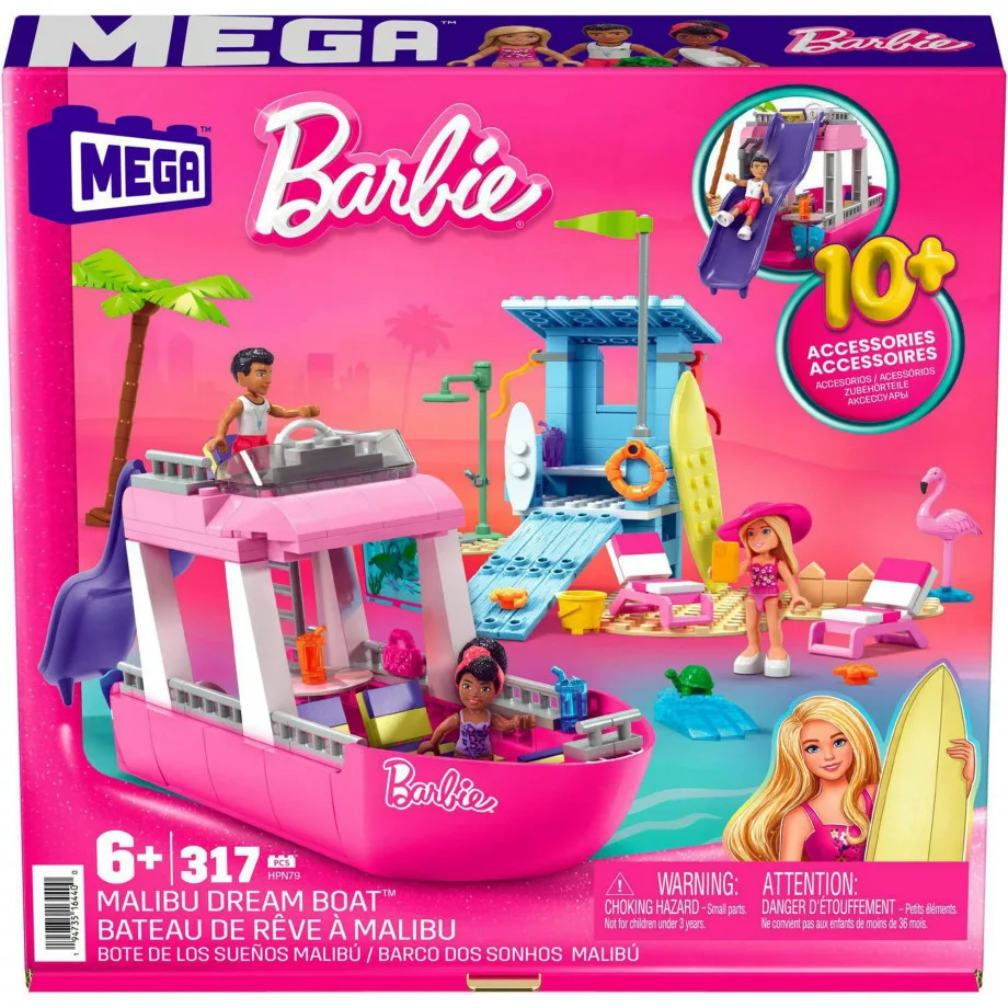 MEGA Barbie Malibu Dream Boat Building Kit Playset with 3 Micro-Dolls - Image 7