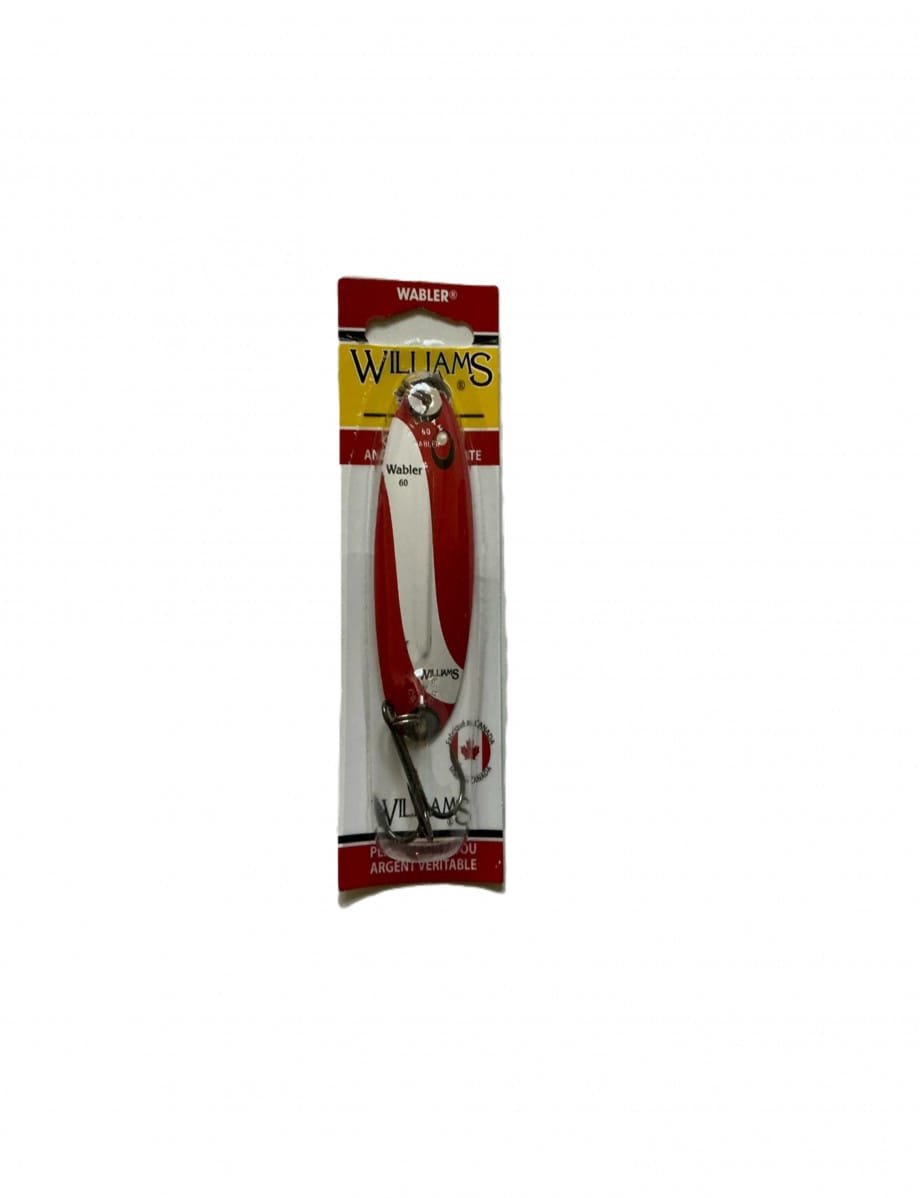 Williams Wabler Fishing Lure - Medium - Red and White/Silver Back