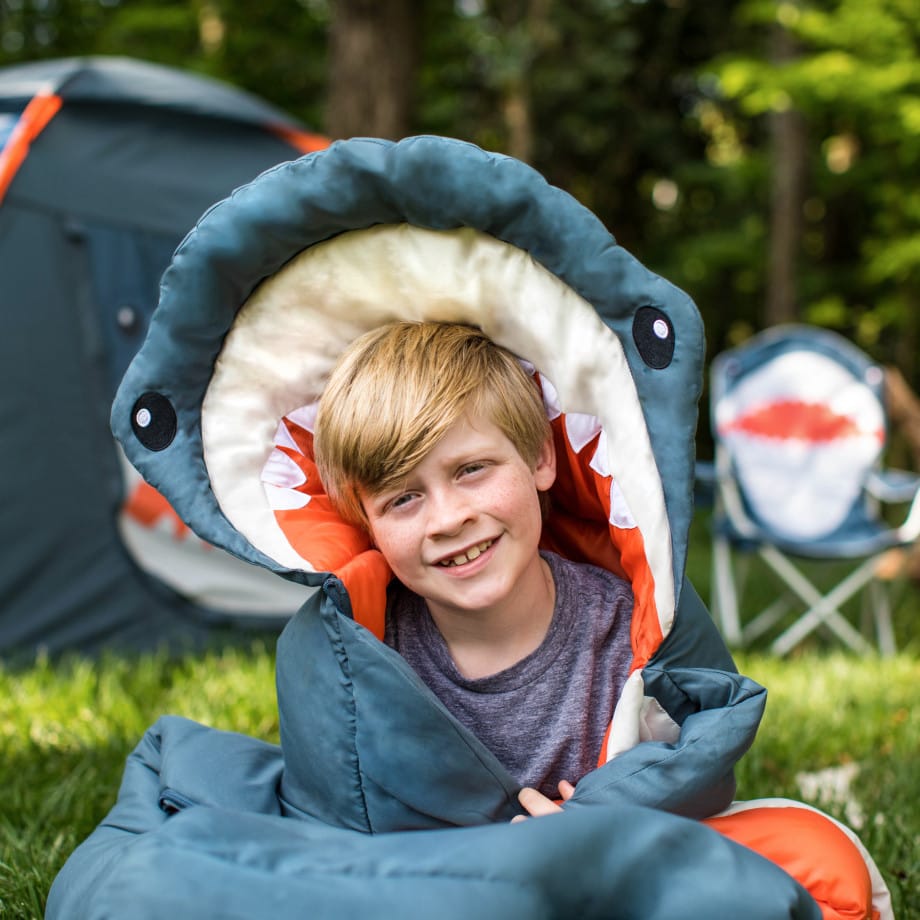 Firefly! Outdoor Gear Finn the Shark Kid's Sleeping Bag  Navy/Gray  - Image 3