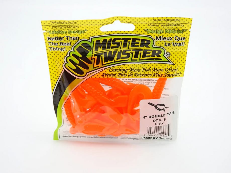 Mister Twister 4" Double Tail Grub Orange - Image 2