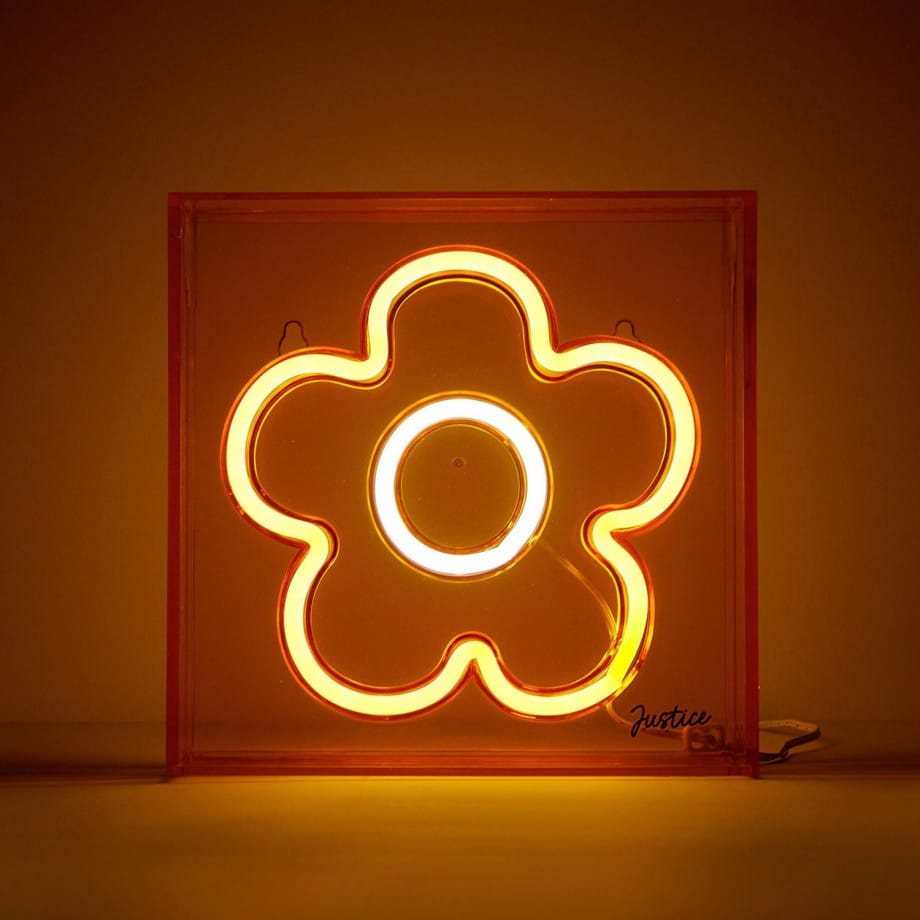 Justice Neon Flower Smile Lamp, Orange, Justice Neon flower lamp - Image 2