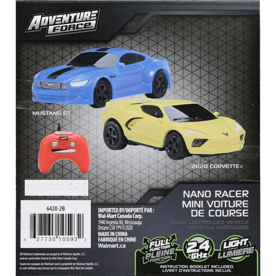 ADVENTURE FORCE 1:64 Remote Control LED NANO RACERS - MUSTANG GT500 - Image 7
