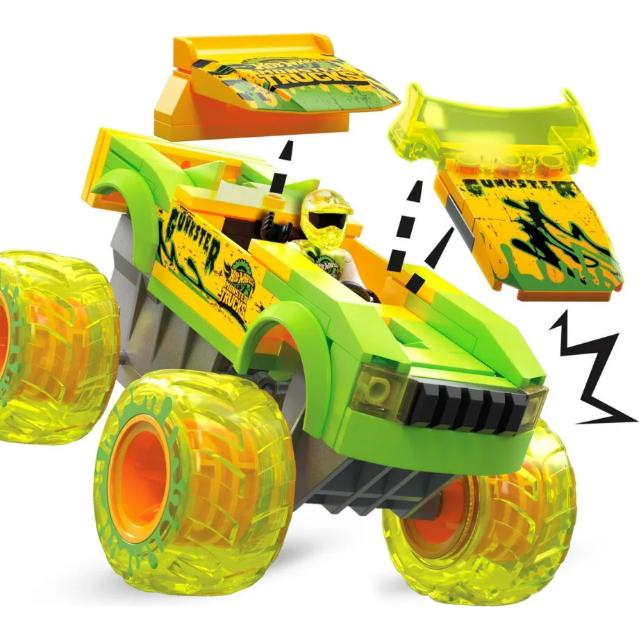 MEGA Hot Wheels Smash & Crash Gunkster Monster Truck Building Toy with 1 Figure - Image 4