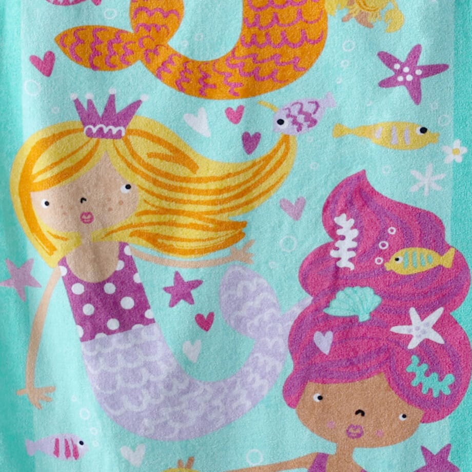 Mainstays Velour Beach Towel Mermaids Multi-Color 28x60 - Image 3