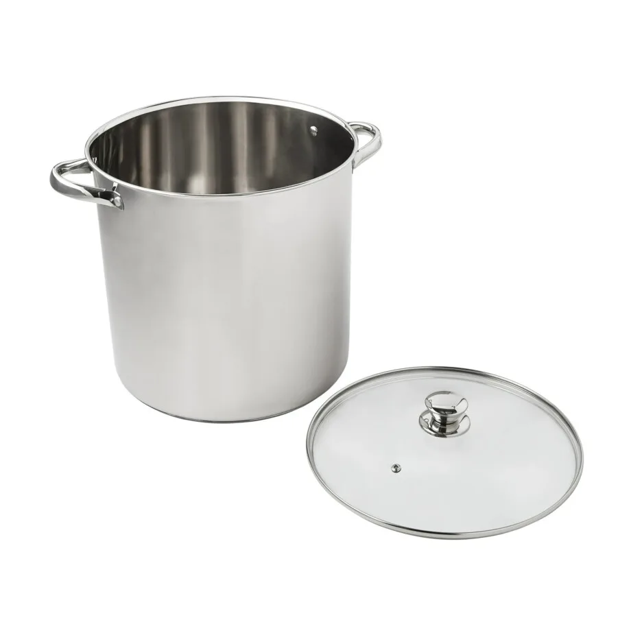 Mainstays Stainless Steel 16-Quart Stock Pot with Glass Lid