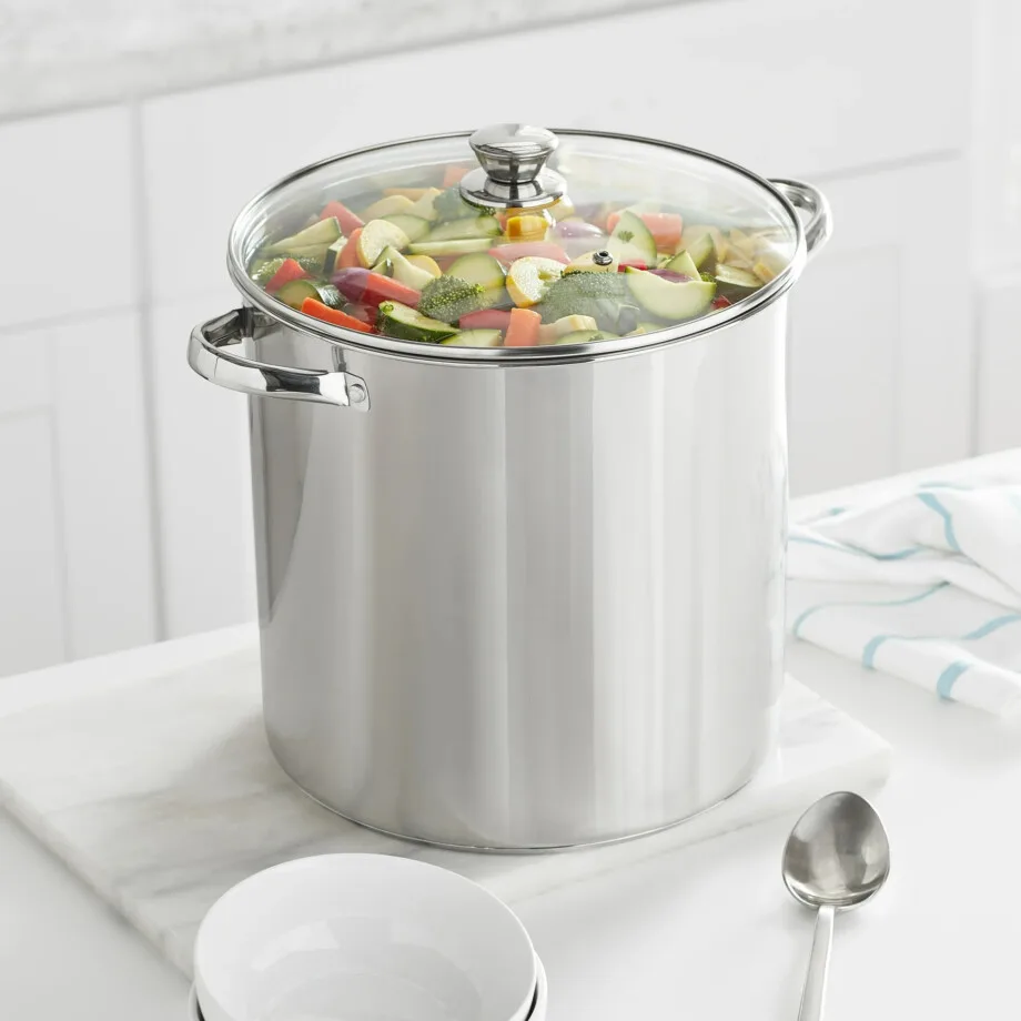 Mainstays Stainless Steel 16-Quart Stock Pot with Glass Lid - Image 2