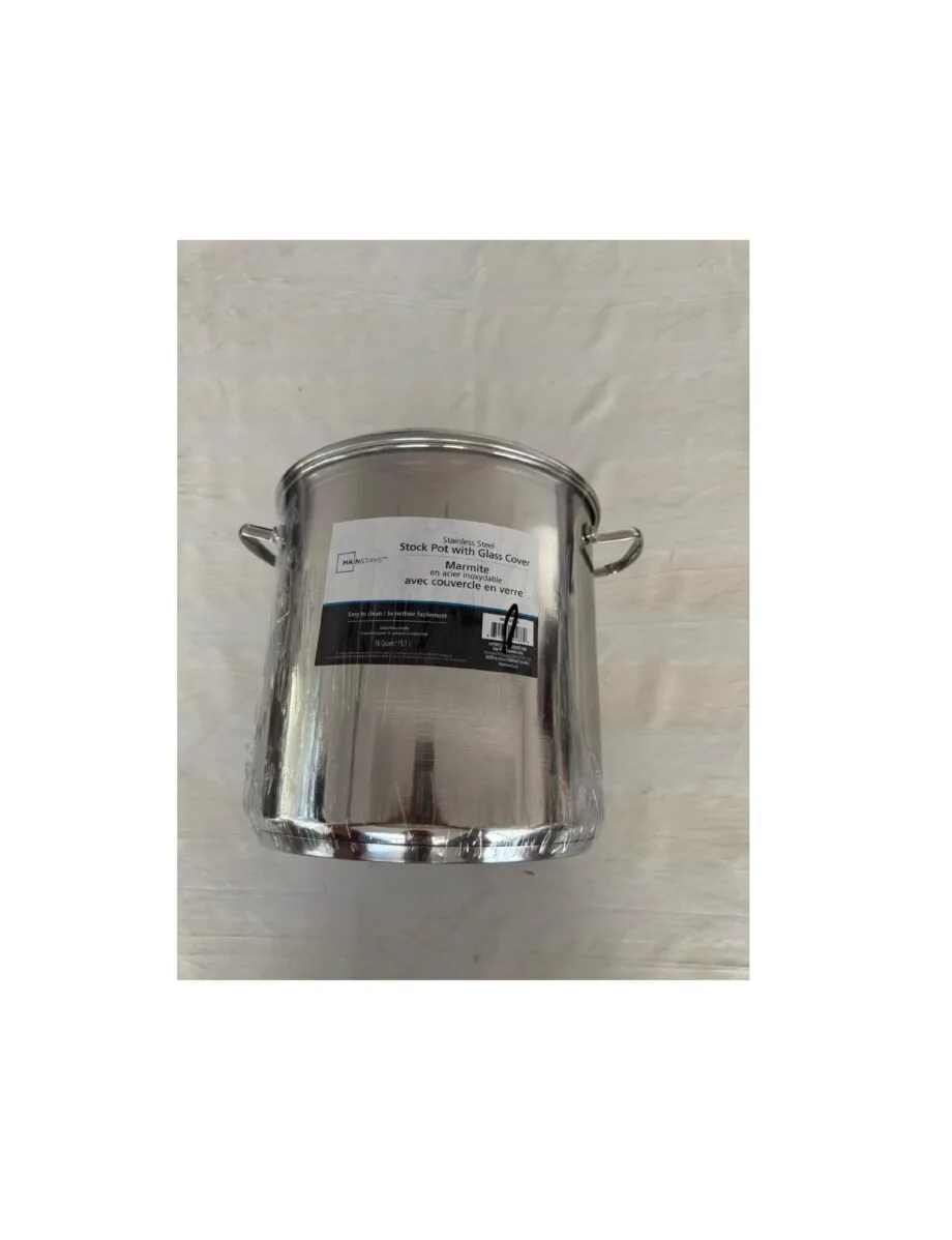 Mainstays Stainless Steel 16-Quart Stock Pot with Glass Lid - Image 4