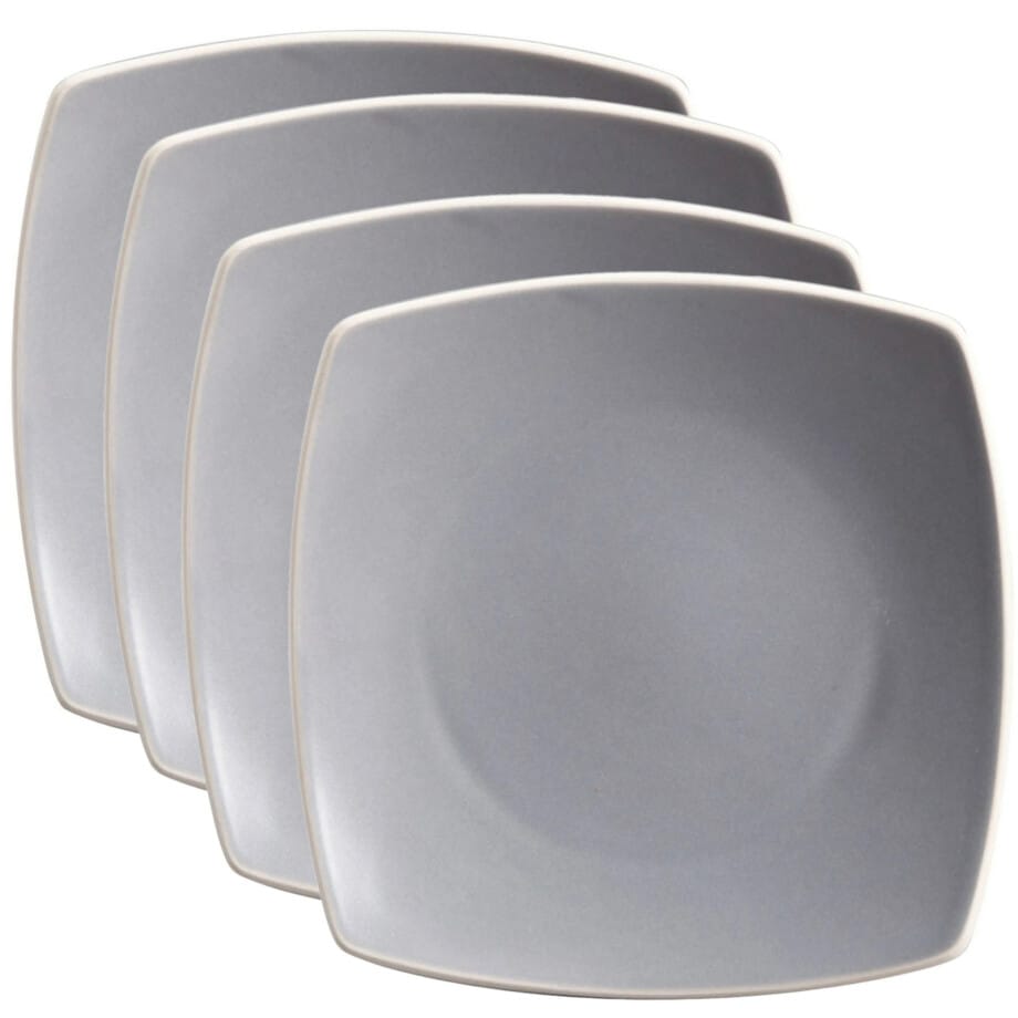 Hometrends Soho Lounge 4 Piece 7.4 Inch Square Stoneware Salad Plate Set in Grey