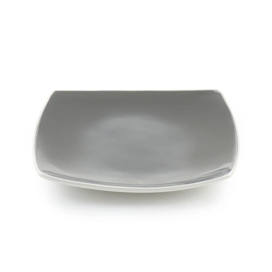 Hometrends Soho Lounge 4 Piece 7.4 Inch Square Stoneware Salad Plate Set in Grey - Image 3