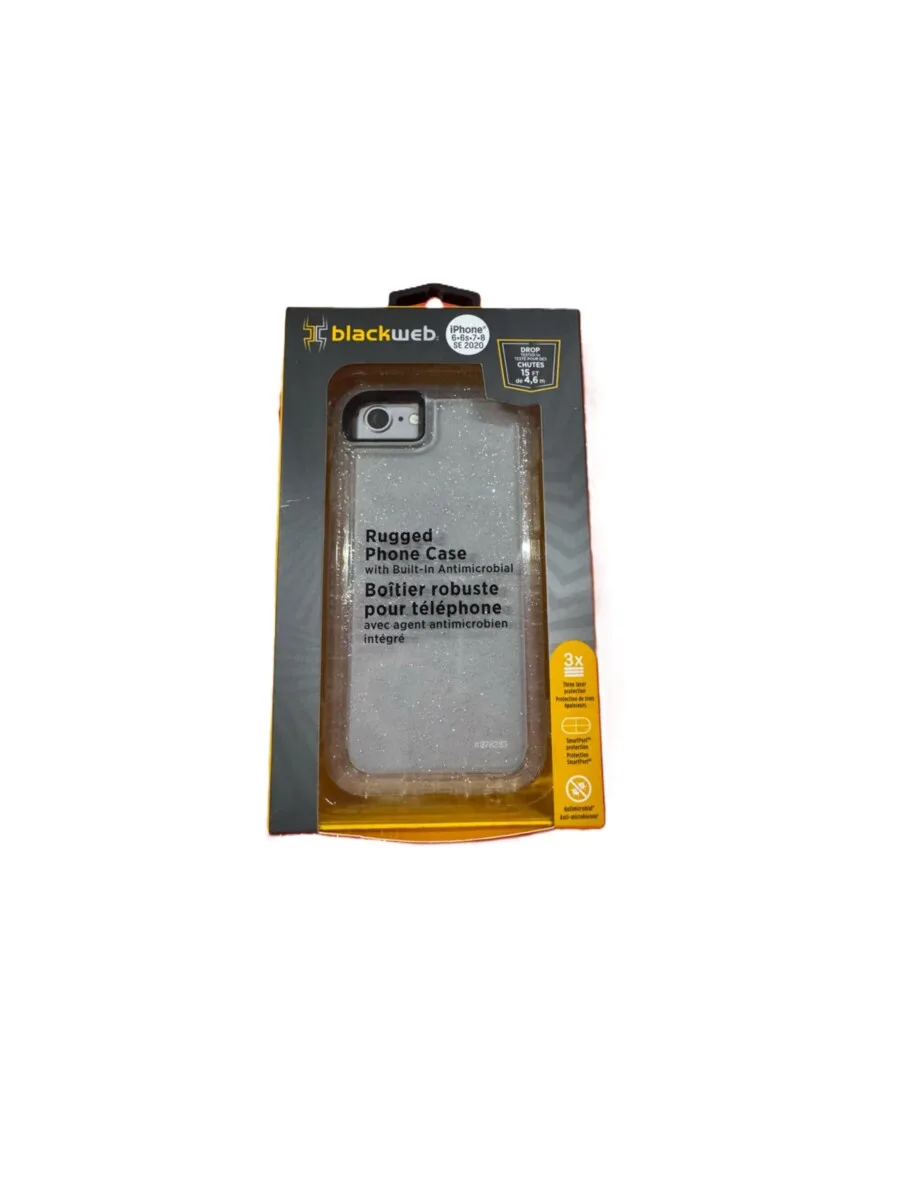 Blackweb Rugged Phone Case with Built-In Antimicrobial for iPhone 6, 6s ,7, 8 SE