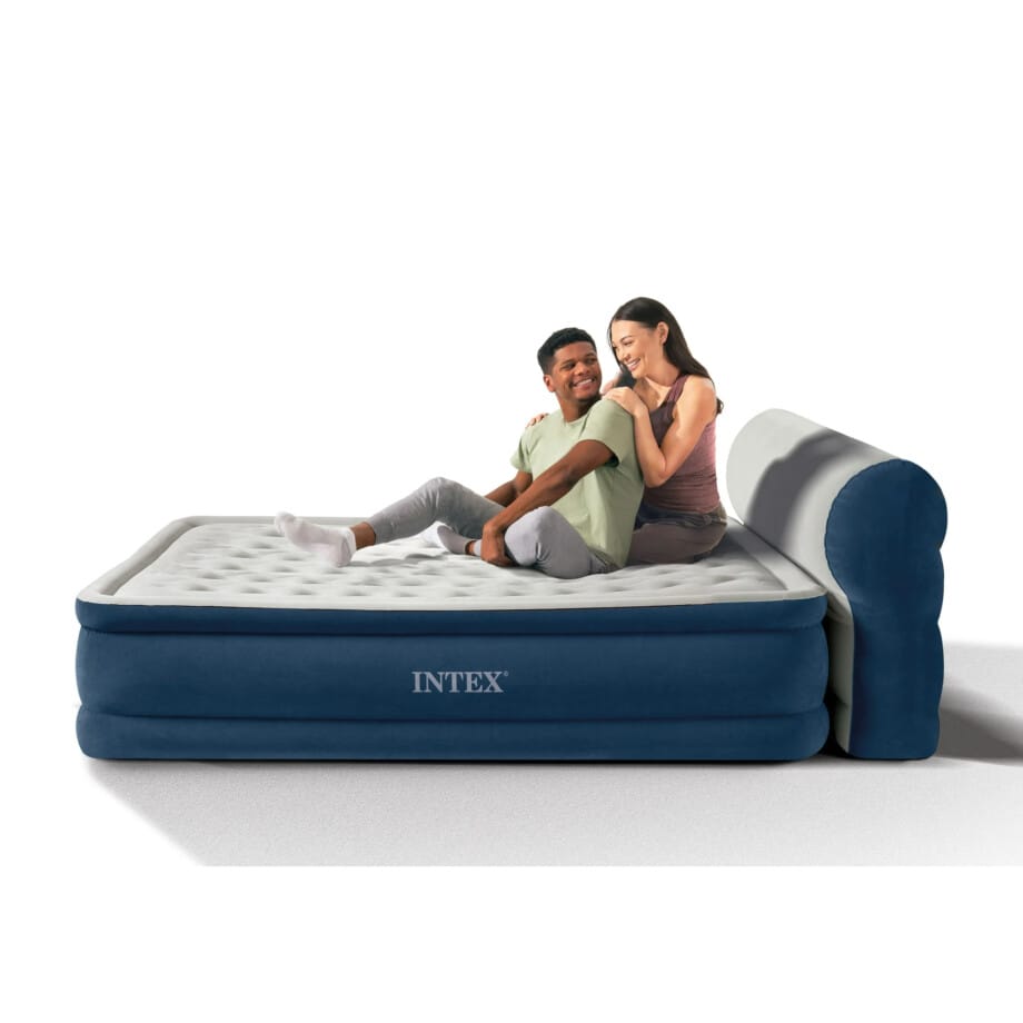 Intex Queen Headboard Dura-Beam Deluxe Raised Air Bed Mattress with Built-in Pump - 18" Mattress Height - Image 3