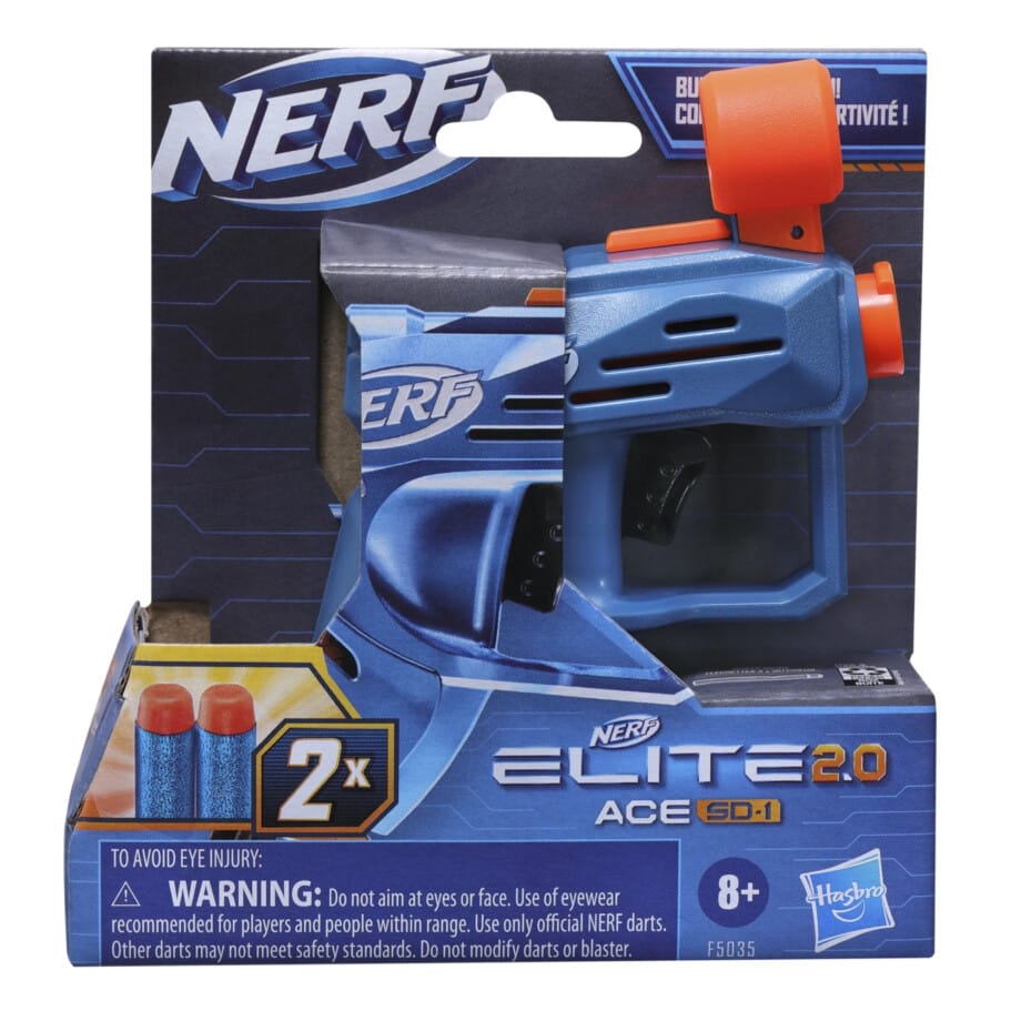 Nerf Elite 2.0 Ace SD-1 Dart Blaster, 2 Nerf Elite Darts, Pull Down Priming, Onboard 1-Dart Storage - Image 3