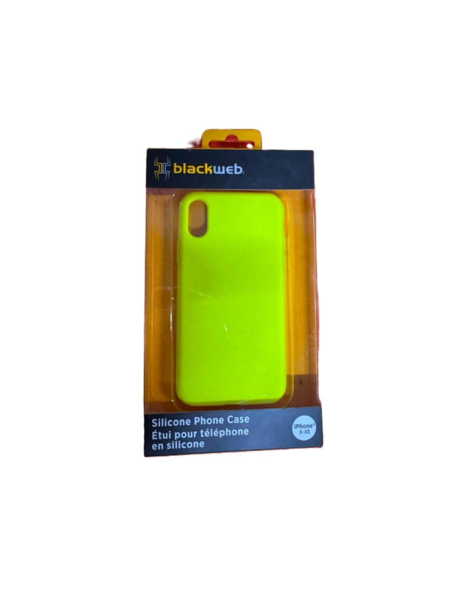 Black Web Yellow Iphone XS Silicone Phone Case - Image 2