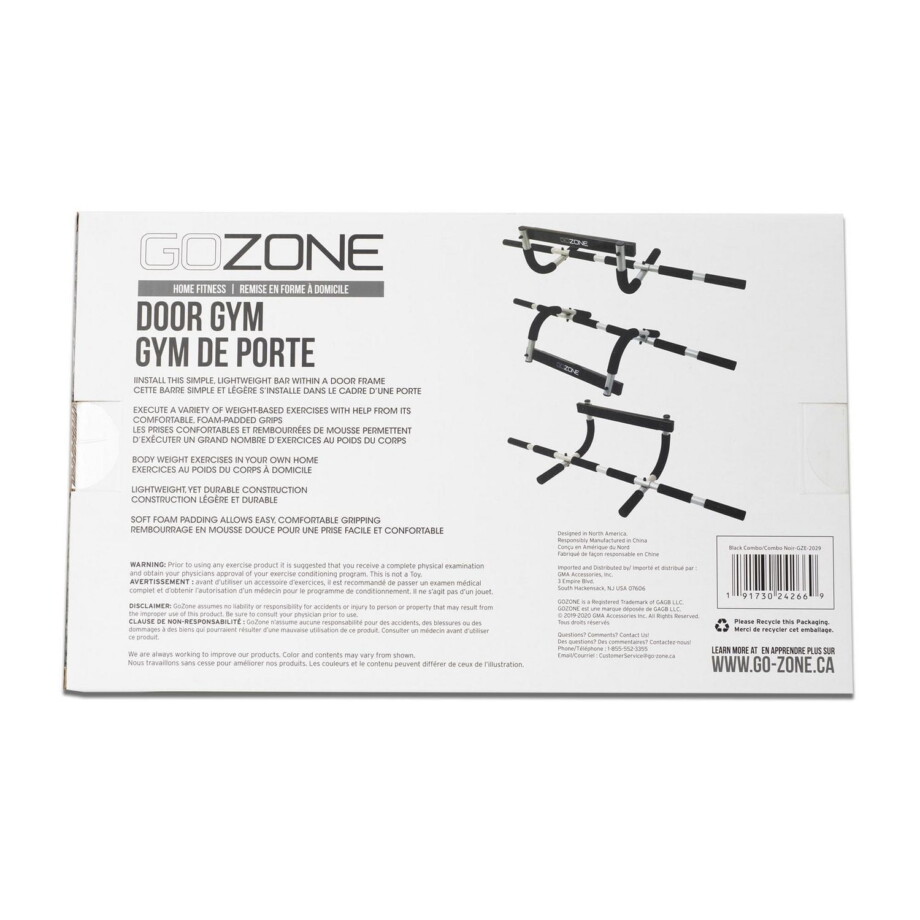 GoZone Door Gym – Black/Silver, Foam grip handles - Image 2