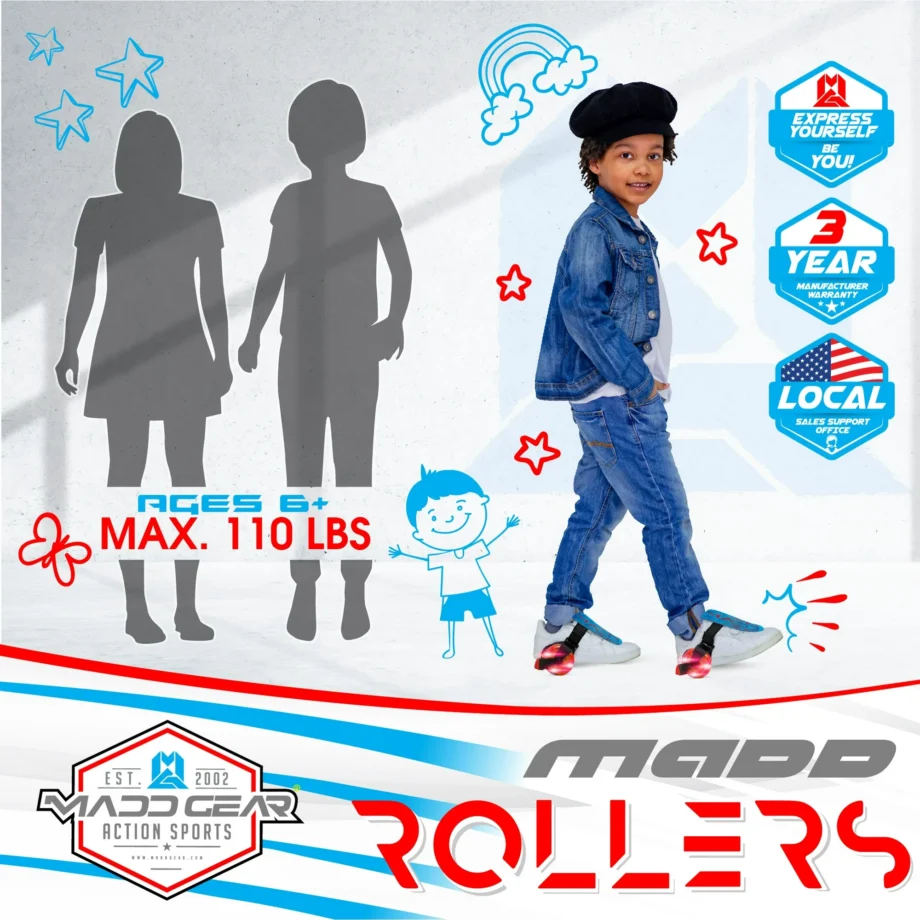 Madd Gear Light-Up Rollers Heel Skates LED Wheels Adjustable to Fit Most Shoe Sizes Kids Ages 6+ - Image 2