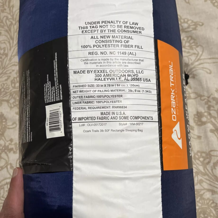 Ozark Trails Warm Weather Outdoor Equipment Sleeping Bag - Image 5