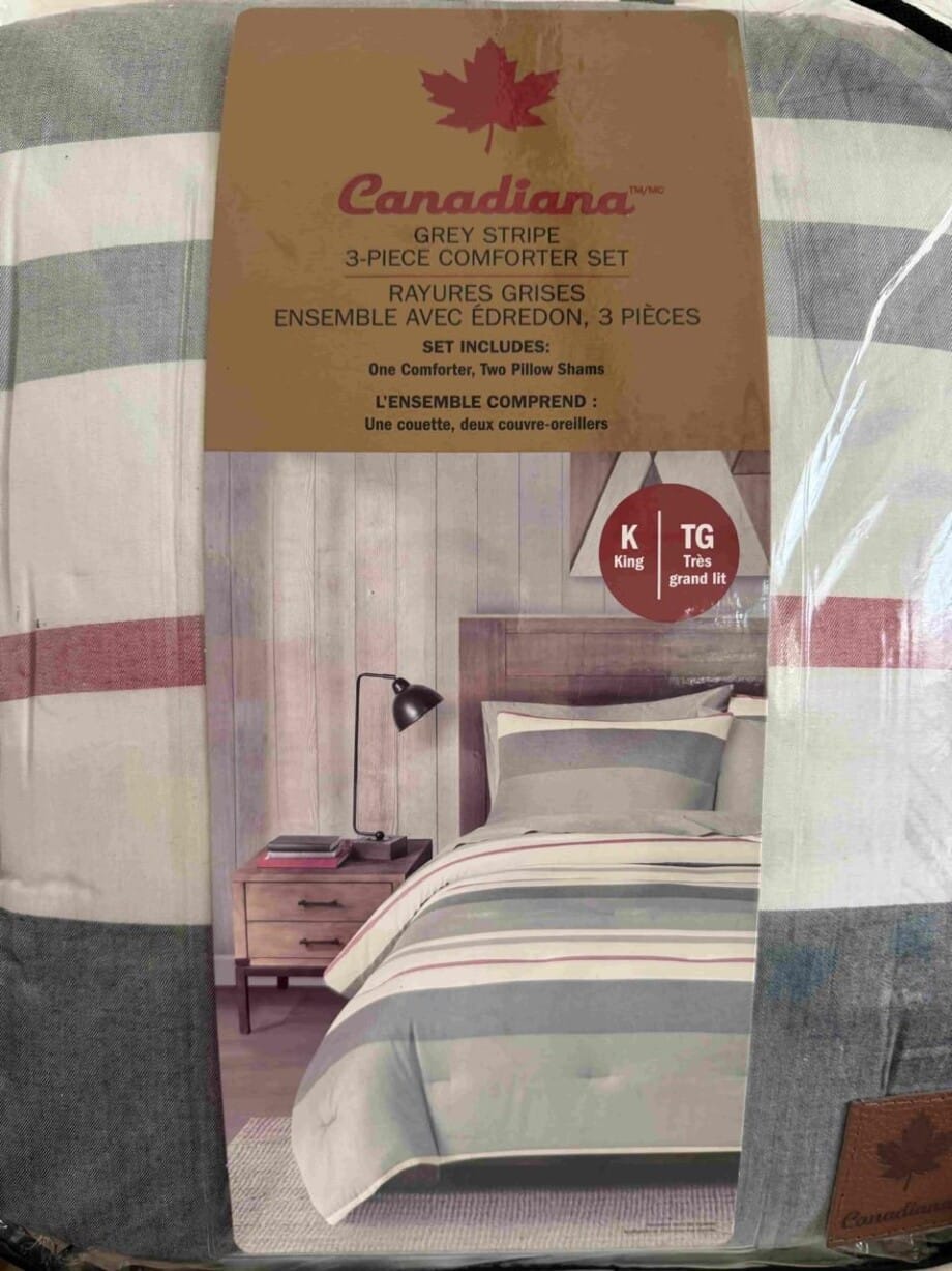 Canadiana Grey Stripe King Comforter Set 106" x 96" - Image 2