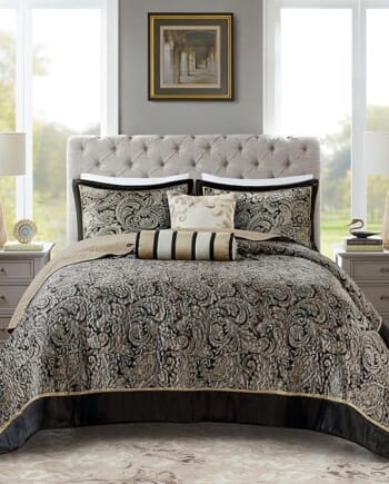 Aubrey Black Paisley 4 pc Bedspread King Set by Madison Park