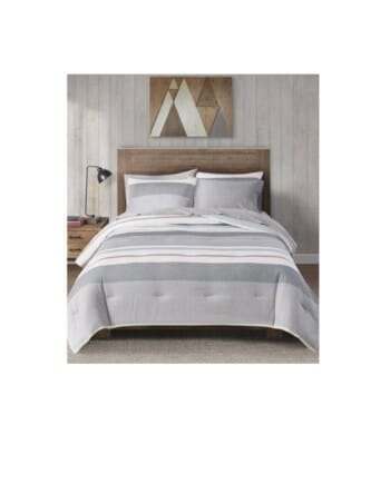 Canadiana Grey Stripe King Comforter Set 106" x 96"