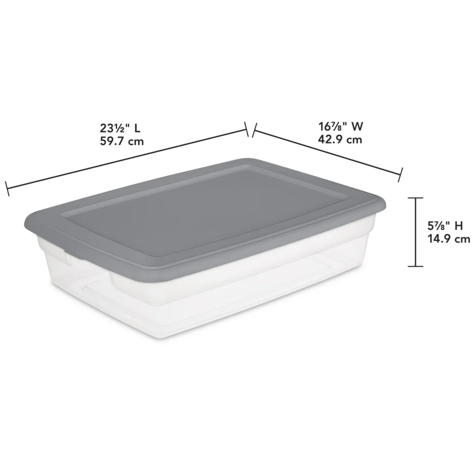 Sterilite Set of (2) 28 Qt. Storage Boxes Plastic, Titanium - Image 2