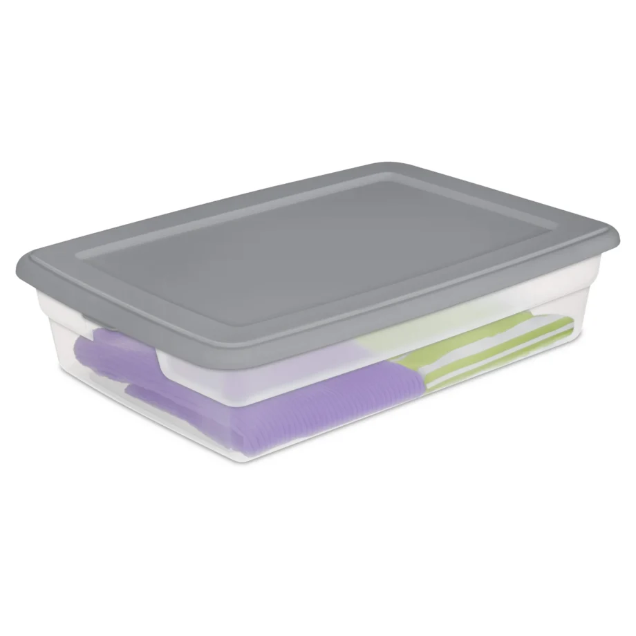 Sterilite Set of (2) 28 Qt. Storage Boxes Plastic, Titanium - Image 3