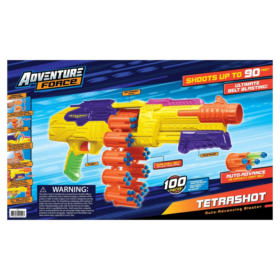 Adventure Force Tetrashot Dart Belt Blaster, 100 Piece Set - Image 2