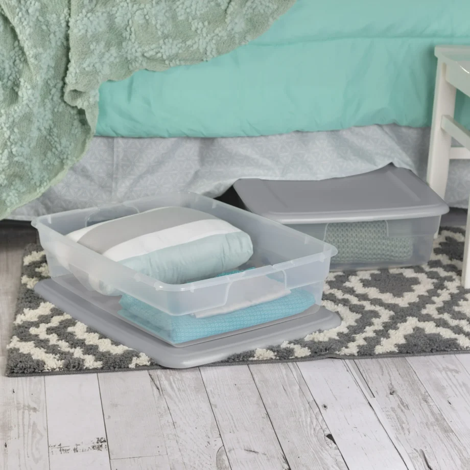 Sterilite Set of (2) 28 Qt. Storage Boxes Plastic, Titanium - Image 6