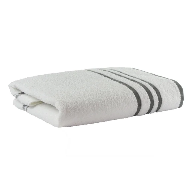 Mainstays Basic Bath Collection - Adult Single Bath Towel, White Stripe - Image 3