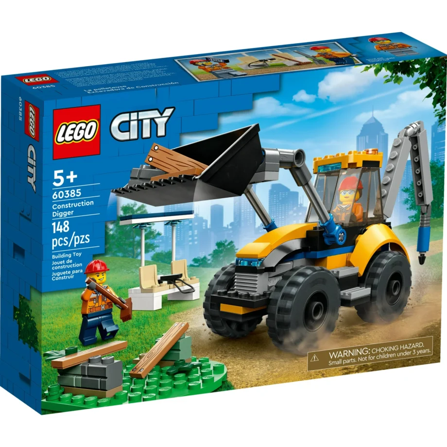 LEGO City Construction Digger 60385 Building Toy - Excavator Model Featuring Tools and Minifigures, Vehicle Building Set for Fun Creative Play, Birthday Gift Idea for Boys, Girls, and Kids Ages 5+