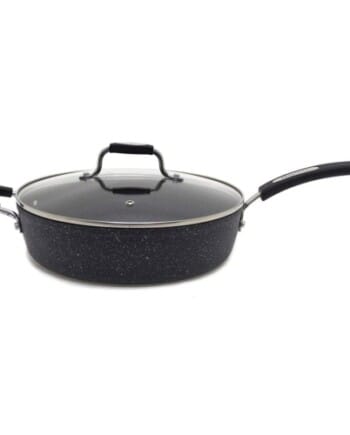 Starfrit The Rock 30cm (12") Non-Stick Jumbo Cooker Pan with Lid - Durable Forged Aluminum - Oven Safe - Black