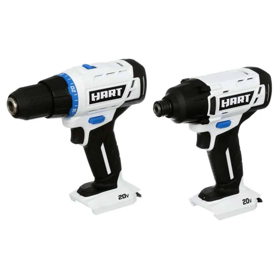 HART 20V Drill/Impact Kit 1.5Ah Lithium-Ion Batteries, 3-Jaw - Batteries not Included