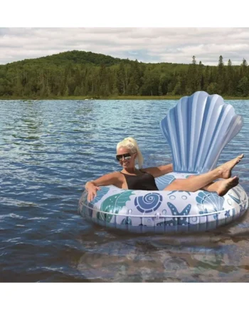Pathfinder Inflatable 57" 1-Person Unisex Clam Shell Float with Seashore Design and Cupholder