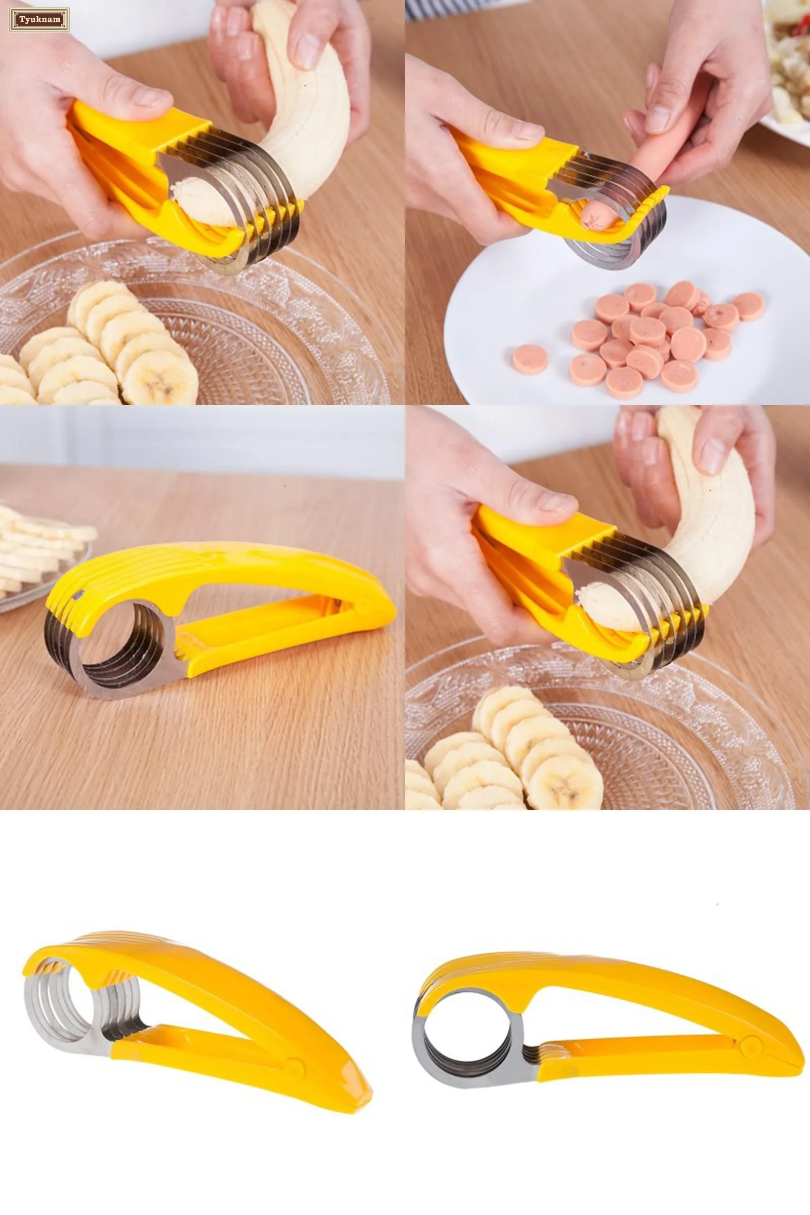 banana slicer kitchen tool cutter chopper for fruit salad (yellow)