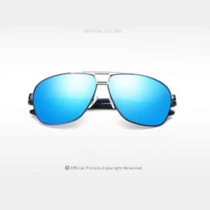 men fashion uv400 aluminium magnesium alloy frame polarized sunglasses (silver + blue)
