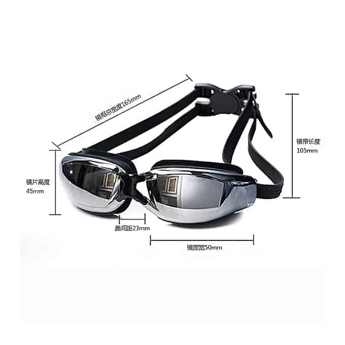 silicone swimming goggles electroplating anti fog for adults, suitable for 600 degree myopia (black)