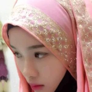 Hijab Scarf Sub Gold Rhinestones Female Long Folk Style (Pink)